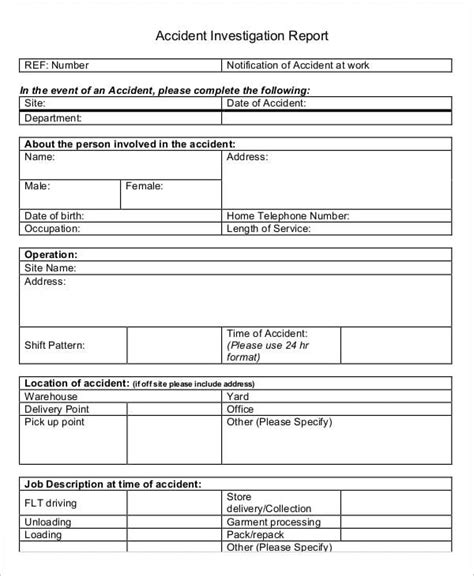 accident investigation report template uk